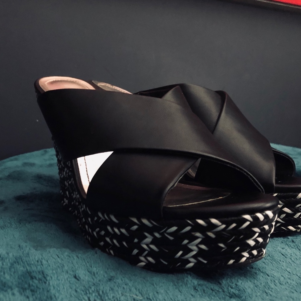 Platform Wedge Sandals- Black and White